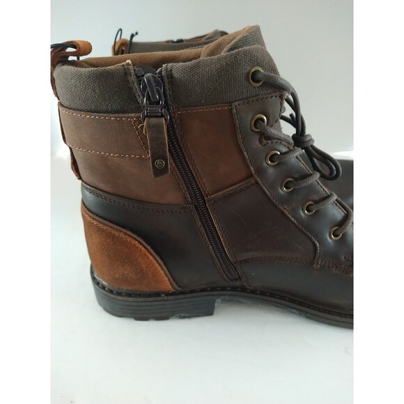 Aldo Brown Leather Combat Buckle Boots Lace Up Ankle Side Zip Shoe Men\'s 12M main image 6
